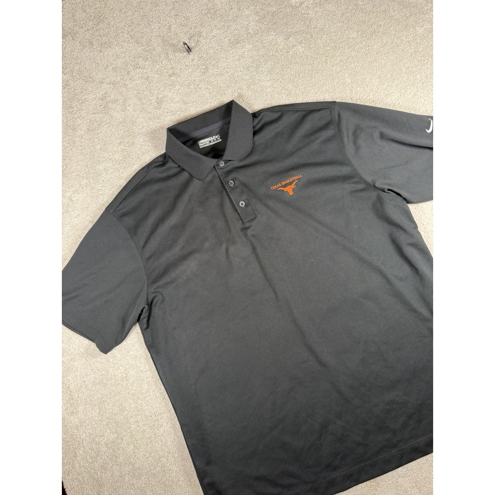 Texas Longhorns Basketball Polo Shirt Nike Golf Black Short Sleeve Men 2XL XXL